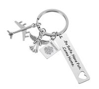 Nogeqi Personalisiert Schlüsselanhänger Gute Reise Geschenk Glücksbringer, Weltreise Travel Keychain, Schutzengel Schlüsselanhänger Abschied Mit Flugzeug Anhänger Für Mann Oder Frau