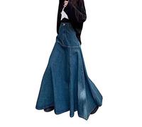 NOGRAX Satinrock Lange Viel Viel Vielseitige Fischschwanz -Jeansrock -Frau Vintage Streetwear Slit Jean Röcke-Vintage Blue,XL