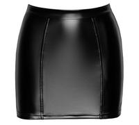 Noir F341 Rock Spitze, Enger Minirock im edlen Powerwetlook mit transparentem Spitzeneinsatz und Zierschnürung, perfekt für einen sexy Look M