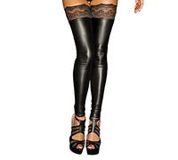 Noir Handmade Damen halterlose Strümpfe im Wetlook 3XL-46