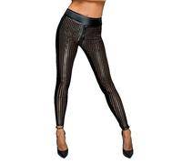 Noir Handmade Damen Lasercut Leggings Pants in schwarz Hose mit durchgehendem Reißverschluss im Schritt 2XL