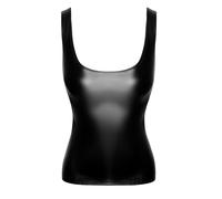 Noir Handmade F346 Wetlook Shirt, figurbetontes Trägershirt aus elastischem Material mit Breiten Trägern, Streetwear Clubwear Schulterfrei 3XL