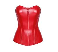 Noir Handmade F355 Wetlook Corsagen-Top rot, Corsagen-Top ohne Träger Glattes Wetlook-Material & durchgehender Reißverschluss! M