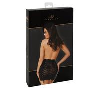 Noir F341 Rock Spitze, Enger Minirock im edlen Powerwetlook mit transparentem Spitzeneinsatz und Zierschnürung, perfekt für einen sexy Look M