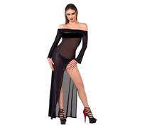 Noir Transparentes Maxikleid mit seitlichem Schlitz Schwarz S