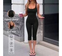 NOIRLYN Damen Herbst Lässig 2-teiliges Fitness Set, sexy dick gepolstertes Tanktop mit breiten Trägern und elegante 7/8 Yoga Leggings mit hoher Taille