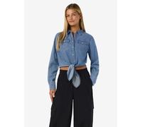 NOISY MAY Damen Nmhelsa L/S Tie Shirt Mg002Lb Noos, Light Blue Denim, Small