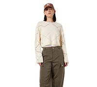 Noisy may Cropped Rundhals Strickpullover mit Lochstrick Details Langarm Shirt Rippbündchen NMJUNE, Farben:Beige,Größe Damen:M