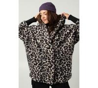 Kurzmantel NOISY MAY "NMCUDDLE L/S COATIGAN AOP NOOS", Damen, Gr. S, eggnog aop:leo, Plüsch, Obermaterial: 100% Polyester, bedruckt, Po-bedeckend, Mäntel Kurzmantel, Kunstfaser (79309524-S) eggnog aop