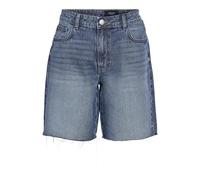 Noisy may Damen Bermuda Jeansshorts Denim mit Fransen und Rückseitenlabel, Farben:Blau-3, Größe:M