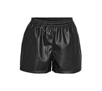 NOISY MAY Damen Coated Hot Pants PU Shorts Leder Optik Beschichtete Kurze Stoff Hose NMANDY, Farben:Schwarz, Größe:S