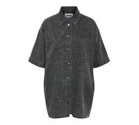 Noisy may Damen Denim Hemd Bluse mit Oversize-Look Button-Down Brusttaschen, Farben:Schwarz, Größe:L