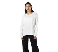 Noisy may Damen Einfarbiges Langarm Shirt Lockeres Basic Stretch Pullover Rundhals Oberteil NMMATHILDE, Farben:Weiß, Größe:M