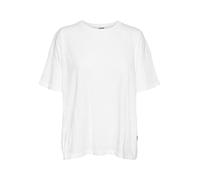 Noisy May Damen Einfarbiges Oversized T-Shirt | Basic Rundhals Kurzarm Top | Shortsleeve Oberteil NMMATHILDE, Farben:Weiß, Größe:M