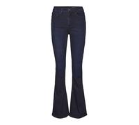 NOISY MAY Damen Flared Schlag Jeans High Waist Denim Stretch Hose Wide Vintage Pants NMSALLIE, Farben:Dunkelblau, Größe:29W / 34L