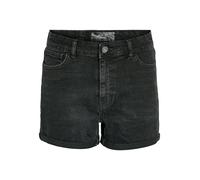Noisy may Damen Jeansshorts mit Knopfverschluss und umgeschlagenem Saum, Farben:Schwarz, Größe:XS