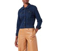 Noisy May Damen Kurze Jeansjacke | Basic Denim Übergangsjacke | Stoned Washed Jacket NMDEBRA, Farben:Dunkelblau, Größe:XS
