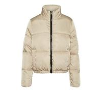 Noisy May Damen Kurze Puffer Übergangsjacke | Warme Stepp Jacke ohne Kapuze | Wattierter Blouson NMANNI, Farben:Beige, Größe:XS