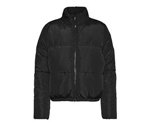 NOISY MAY Damen Kurze Puffer Übergangsjacke Warme Stepp Jacke ohne Kapuze Wattierter Blouson NMANNI, Farben:Schwarz, Größe:L