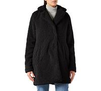 Noisy May Damen Langer Kunstfell Mantel | Warme Teddy Winter Jacke | Lamm Plüsch Parka ohne Kapuze NMGABI, Farben:Schwarz, Größe:40