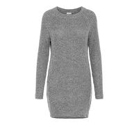 Strickkleid NOISY MAY "NMSIESTA L/S O-NECK KNIT DRESS NOOS" Gr. XS, N-Gr, grau (medium grey melange) Damen Kleider (31641160-XS) medium grey melange