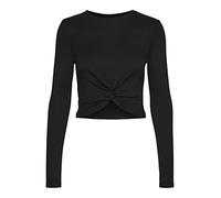 Noisy May Damen Nmapril L/S O-Neck Rouching Top Noos Langarmshirt, Schwarz, M EU