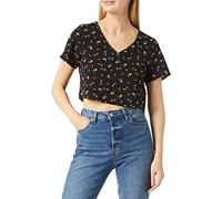 Noisy may Damen Nmclara S/S V-neck Top S* T Shirt, Black/Aop:flower, L EU