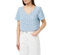 Noisy may Damen Nmclara S/S V-neck Top S* T Shirt, Cerulean/Aop:flower, S EU