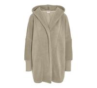 Kapuzensweatjacke NOISY MAY "NMCOZY L/S LONG SHACKET W HOOD JRS NOOS", Damen, Gr. S, weiß pepper, Sweatware, Obermaterial: 100% Polyester, unifarben, relaxed fit normal, V-Ausschnitt, Rippbündchen, Sw