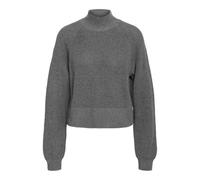 Stehkragenpullover NOISY MAY "NMDARA L/S HIGH NECK KNIT FWD NOOS", Damen, Gr. M, grau (medium grau melange), Strick, Rippstrick, Obermaterial: 70% Baumwolle, 30% Polyester, unifarben, modisch, Langarm