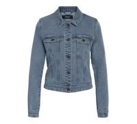 Jeansjacke NOISY MAY "NMDEBRA L/S DENIM JACKET VI570LB NOOS", Damen, Gr. XL, blau (light blau denim), Denim/Jeans, Obermaterial: 75% Baumwolle, 18% Polyester, 6% Viskose, 1% Elasthan, unifarben, figur