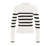 NOISY MAY Damen NMFIFI L/S HIGH Neck Rib Knit FWD NOOS Pullover, Sugar Swizzle/Stripes:Black, XL