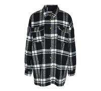 NOISY MAY Damen NMFLANNY L/S Long Shacket BG NOOS Langarmbluse, Black/Checks:White, XS