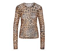 Noisy may Damen Einfarbiges Mesh Langarm Shirt Durchsichtiges Netz Top Stretch Rundhals Oberteil NMJUDITH