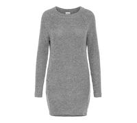 NOISYMAY Damen Langarm Strickkleid | Legeres Dress NMSIESTA Party Jumper | Geripptes Midi Shirt Kleid, Farben:Grau, Größe:S