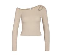 Noisy may Damen Pullover EIN-Schulter Slim Fit gestrickt Langarm Strickpullover, Farben:Creme, Größe:L