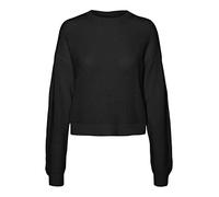 Rundhalspullover NOISY MAY "NMMAYSA L/S O-NECK KNIT NOOS", Damen, Gr. L, schwarz, Strick, Obermaterial: 50% Baumwolle, 50% Polyacryl, unifarben, regular fit taillenbedeckt, Rundhals, Rippstrickbündche