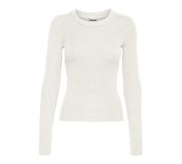 Noisy May Damen Rundhals Strickpullover | Slim Fit Stretch Sweater | Basic Langarm Shirt Gerippt NMSHIP, Farben:Weiß, Größe:XL
