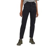 Noisy May Damen Straight Fit Cropped Jeans High Waist Denim Stretch Hose Raw Wash Pants NMMONI, Farben:Schwarz, Größe:27W / 32L, Z-Länge:L32