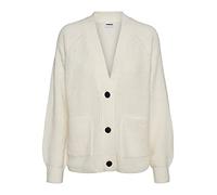Noisy May Damen Strickjacke | Langarm V-Ausschnitt Cardigan Knitted Basic | Stretch Sweater NMTIMMY, Farben:Weiß, Größe:36