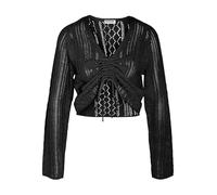 NOISY MAY Damen Strickpullover mit V-Ausschnitt und gerafften Details, Farben:Schwarz, Größe:XS