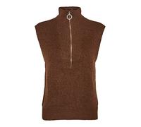 Noisy May Damen Struktur Strickweste | Rundhals Strickpullover Knitted Sweater | ohne Ärmel NMNEWALICE, Farben:Braun, Größe:XS