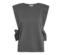Noisy may Damen Top ärmellos Box Fit Rundhals Knoten-Detail Sommer Oberteil, Farben:Grau, Größe:XS