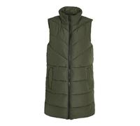 Noisy May Damen Winter Weste NMDALCON Lange wattierte Puffer Stepp Jacke mit Zip ohne Ärmel, Farben:Grün, Größe:XS