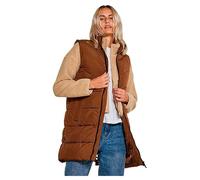 Noisy May Damen Winter Weste NMDALCON Lange wattierte Puffer Stepp Jacke mit Zip ohne Ärmel, Farben:Braun, Größe:S