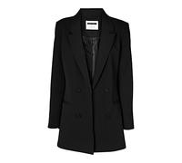Noisy may Eleganter Blazer Tailliert mit Taschen Langer Basic Cardigan Business Jacke Mantel NMVIVIAN, Farben:Schwarz,Größe Damen:M