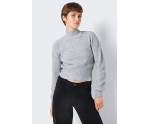 Noisy May - EllaHigh Neck Crop Medium Grey Melange - Pullover - Grau - M - 98% Polyester, 2% Elastan Grau M