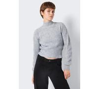 Noisy May - EllaHigh Neck Crop Medium Grey Melange - Pullover - Grau - XL - 98% Polyester, 2% Elastan,Strickwaren Grau XL