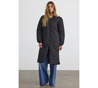 Steppmantel NOISY MAY "NMGILLY QUILTED COAT FWD NOOS", Damen, Gr. XS (34), schwarz, Steppware, Obermaterial: 100% Polyester, unifarben, Modisch, knieumspielend, Rippbündchen, Mäntel (77244459-XS) schw