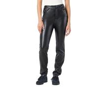 Noisy may Hose aus Kunstleder PU Coated Beschichtet High Waist Pants mit Reißverschluss NMANDY, Farben:Schwarz,Größe Damen:XL/L32,Z - Länge L30/32/34/36/38:L32